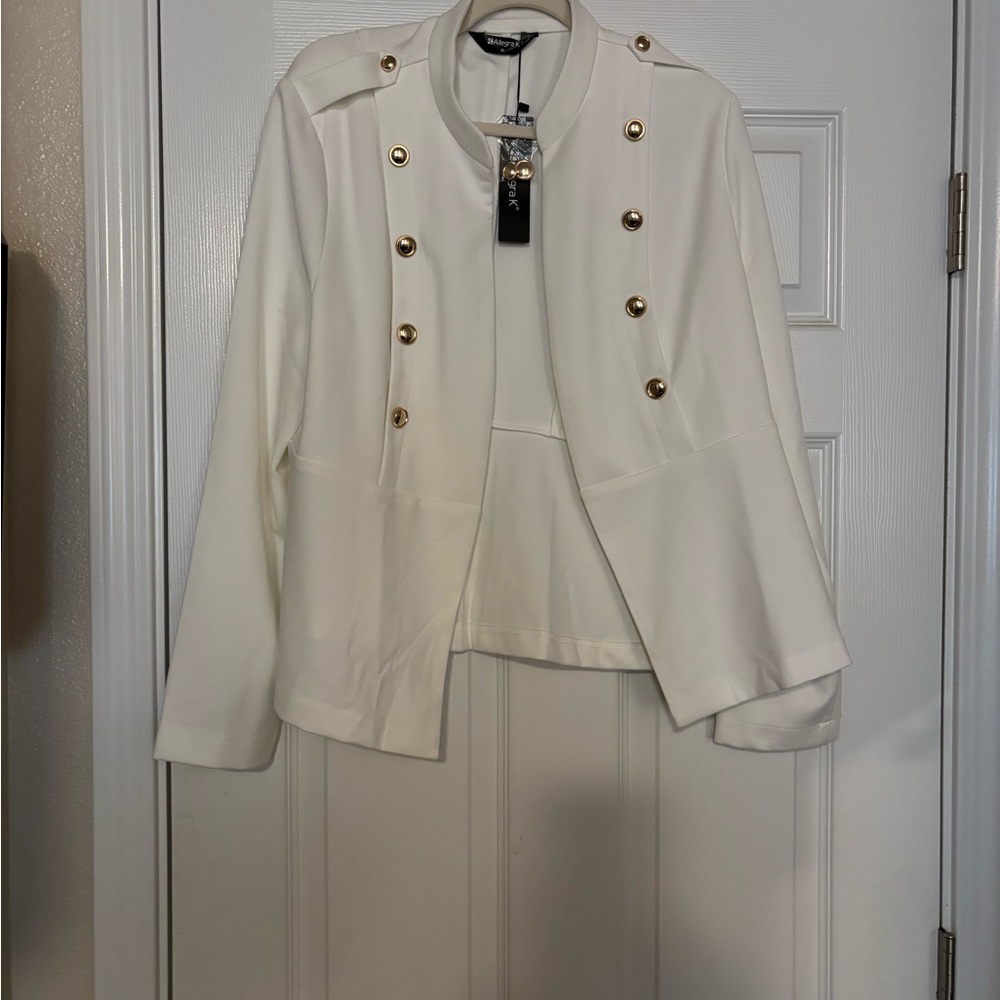 Women's White Military-Style Jacket